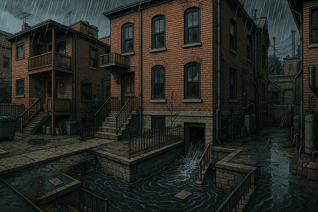 Townhomes flooding in the morning